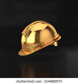 Hard hat gold floating on an black background, 3d render - Powered by Shutterstock