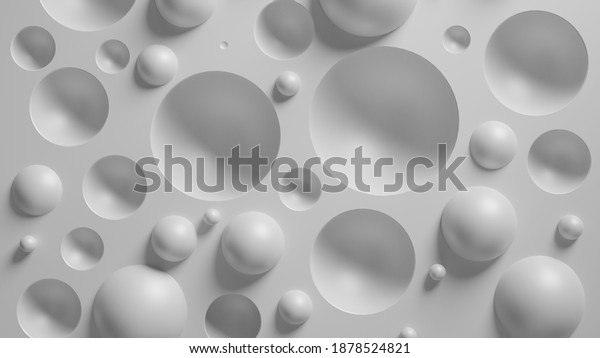 Hard surface 3D. White spheric\
background. Surface with convex and concave\
hemispheres