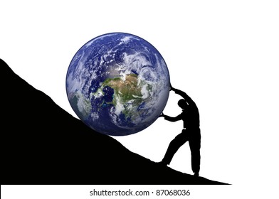 Hard Work Person Rolls Globe On Stock Illustration 87068036 