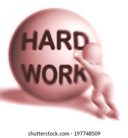 Hard Work Uphill 3D Sphere Showing Difficult Working Labour