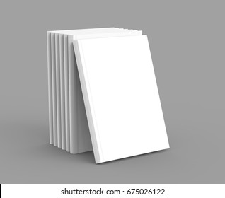 Hardcover Book Template, Blank Standing Books Mockup For Design Uses, 3d Rendering