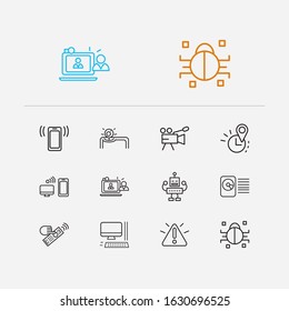 Hardware Icons Set. Hdd And Hardware Icons With Computer, Real Time Location And Video Camera. Set Of Talk For Web App Logo UI Design.