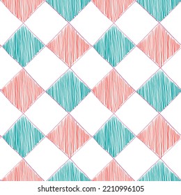 Harlequin Bright Color Seamless Pattern. Graphic Repeat Print In Green Red White Colors With Diamonds For Textile Fabric Kitchen Decor Apparel.