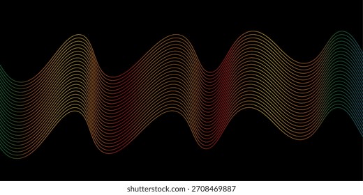 Harmonic Gradient Waves on Black a Colorful Interplay of Lines, Gradient, Motion, and Contrast in a Modern Aesthetic