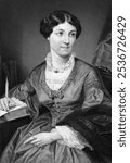Harriet Martineau (1802-1876) on engraving from 1873. English social theorist and Whig writer. Engraved after a painting by A.Chappel and published in
