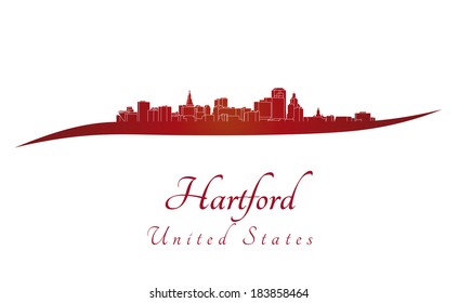 Hartford Skyline In Red