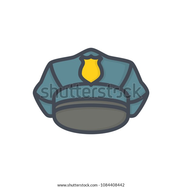 Hat\
colored police service icon raster\
illustration