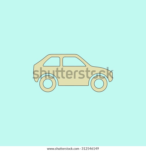 Hatchback Car. Flat simple line icon. Retro color\
modern illustration pictogram. Collection concept symbol for\
infographic project and\
logo
