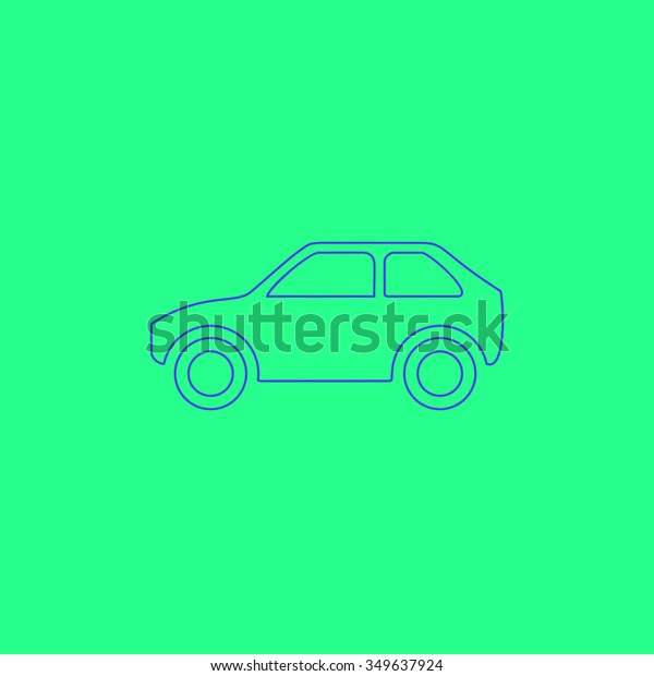 Hatchback Car. Simple outline illustration\
icon on green\
background