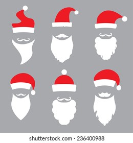 Santa Hats Moustache Beards Christmas Elements Stock Vector (Royalty ...