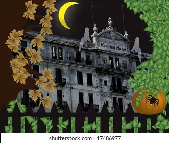 Haunted Hotel Halloween Scene