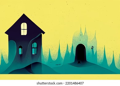 Haunted House Clipart On Yellow Background