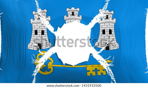 Havana, capital of Cuba flag with a hole, white\
background, 3d\
rendering