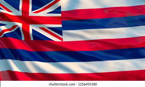 Hawaii flag. Waving flag ofHawaii state, United States of America.