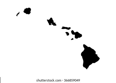 Hawaiian Islands Black Silhouette
