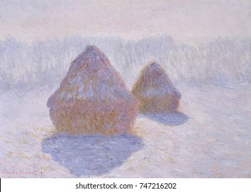 Haystacks , By Claude Monet, 1891, French Impressionist Oil Painting. Between 1890 And 1891 Monet Created Over 2 Dozen Paintings Of The Haystacks Near His House At Giverny