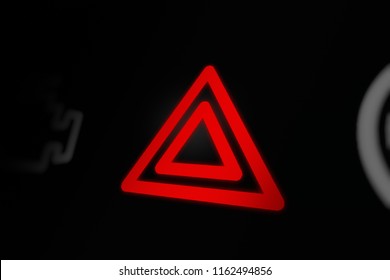 Hazard Lights On Car Dashboard. 3D Illustration.
