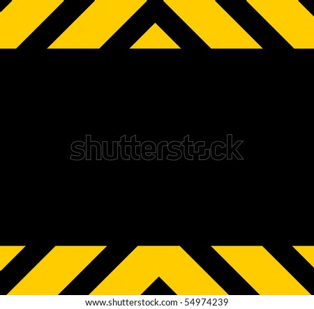Hazard warning lines isolated on black background with copy space.