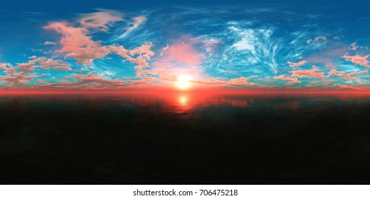 HDRI, environment map, Round panorama, spherical panorama, equidistant projection, sea sunset
3d rendering