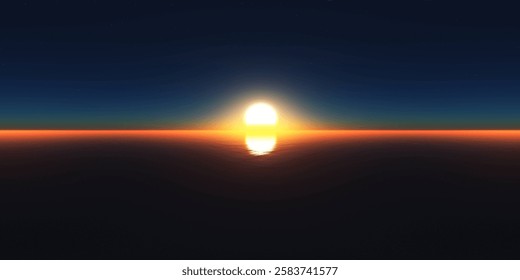 HDRI, high resolution map, environment map, Round panorama, spherical panorama, equidistant projection, sea sunset, panoramic, 3D rendering