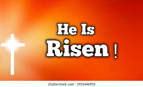 He is risen bible words with shining jesus cross symbol on colorful background and easter concept - Powered by Shutterstock