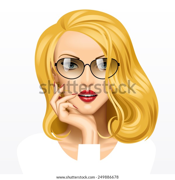 Head Beautiful Blonde Girl Glasses On Stock Illustration 249886678 Shutterstock 8669