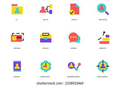 Head Hunting set of flat icons concept in the flat cartoon design. Icons represent ways to find the right needed people. - Powered by Shutterstock