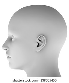 Man´s head isolated on white background hires ray traced
