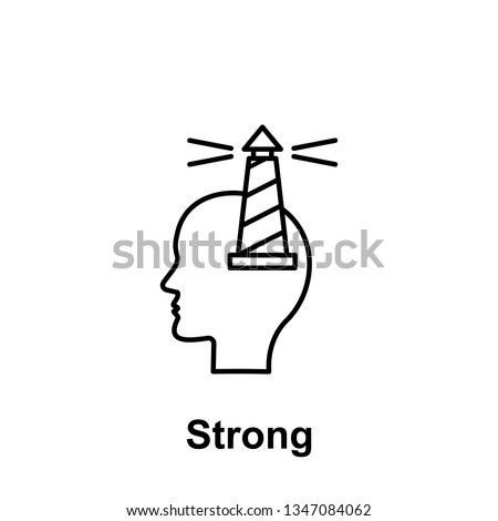 Head, lighthouse icon. Element of creative thinkin icon witn name. Thin line icon for website design and development, app development. 