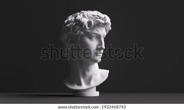 Head of\
statue, David sculpture bust, 3d\
rendering