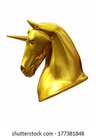 Head Of A Unicorn In Gold