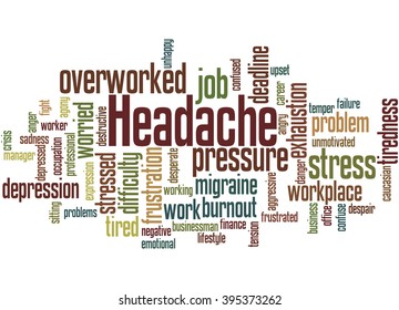Headache, word cloud concept on white background.