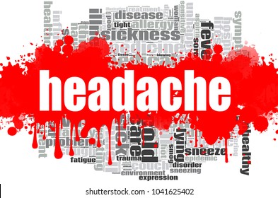 Headache word cloud design. Creative illustration of idea word lettering typography . 3D rendering.