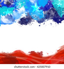 A Header Footer Illustration With United States Flag Colors On Memorial Day