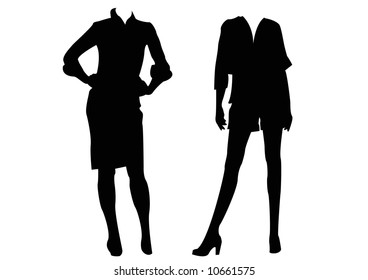 Headless Black Silhouettes Females Standing Stock Illustration 10661575 ...