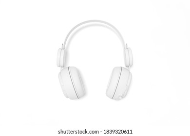 Headphones isolated on a white background 3d rendering. 3d illustration modern Fun Teenager Yellow Headphones with a fun and flat design template minimal music concept. - Shutterstock ID 1839320611