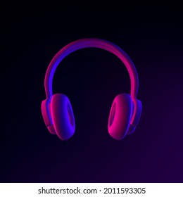 Headphones Neon Icon 3d Rendering Ui Stock Illustration 2011593305 ...