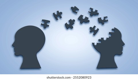 Heads and disorder jigsaw puzzle brain, world mental health day, Alzheimer and Psychology concept - Powered by Shutterstock