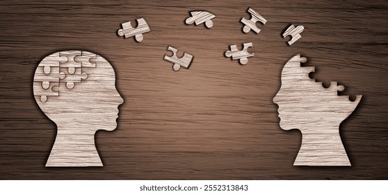 Heads and disorder jigsaw puzzle brain, world mental health day, Alzheimer and Psychology concept - Powered by Shutterstock