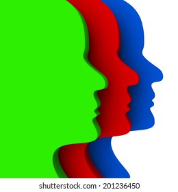 Heads Face Meaning Team Work And Teamwork