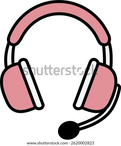 a headset with a pink microphone