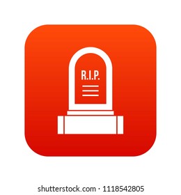 Headstone Icon Digital Red For Any Design Isolated On White Illustration