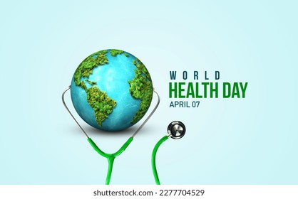 Health For All. World Health day 2023 concept background. World health day 3D concept text design with doctor stethoscope. - Powered by Shutterstock