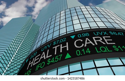 Health Care Medical Stock Market Industry Sector Wall Street Buildings 3d Illustration