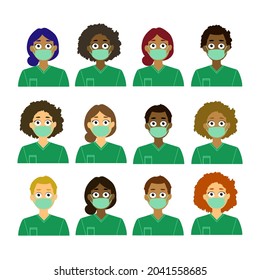 Health Care Professionals Wearing Mask, Diverse People, Doctor, Nurse