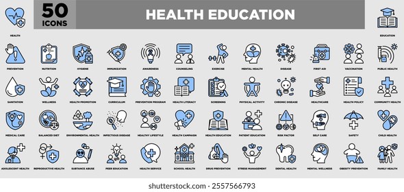 Health, education, prevention, nutrition, hygiene, immunization, awareness, counseling, exercise, mental health, disease, first aid, vaccination, public health, sanitation, wellness, health promotion. - Powered by Shutterstock