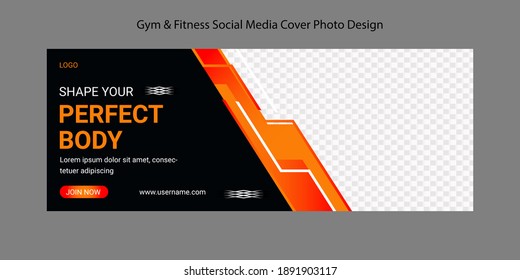 Health And Fitness Social Media Cover photo Template Design. Gym fitness Cover Photo Design for social media web banner. Editable sports yoga digital marketing web banner design layout. - Powered by Shutterstock