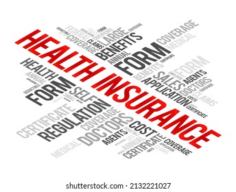 Health Insurance Word Cloud Collage, Healthcare Concept Background