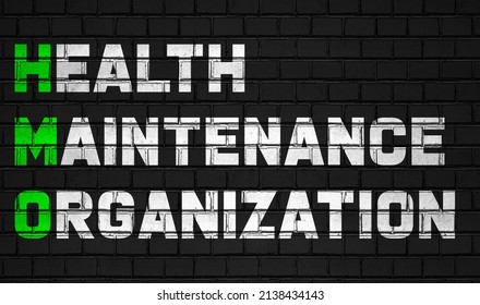 Health Maintenance Organization(HMO) Concept,healthcare Abbreviations On Black Wall	
