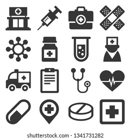 Health Medic Icons Set On White Stock Vector (Royalty Free) 1206016981 ...